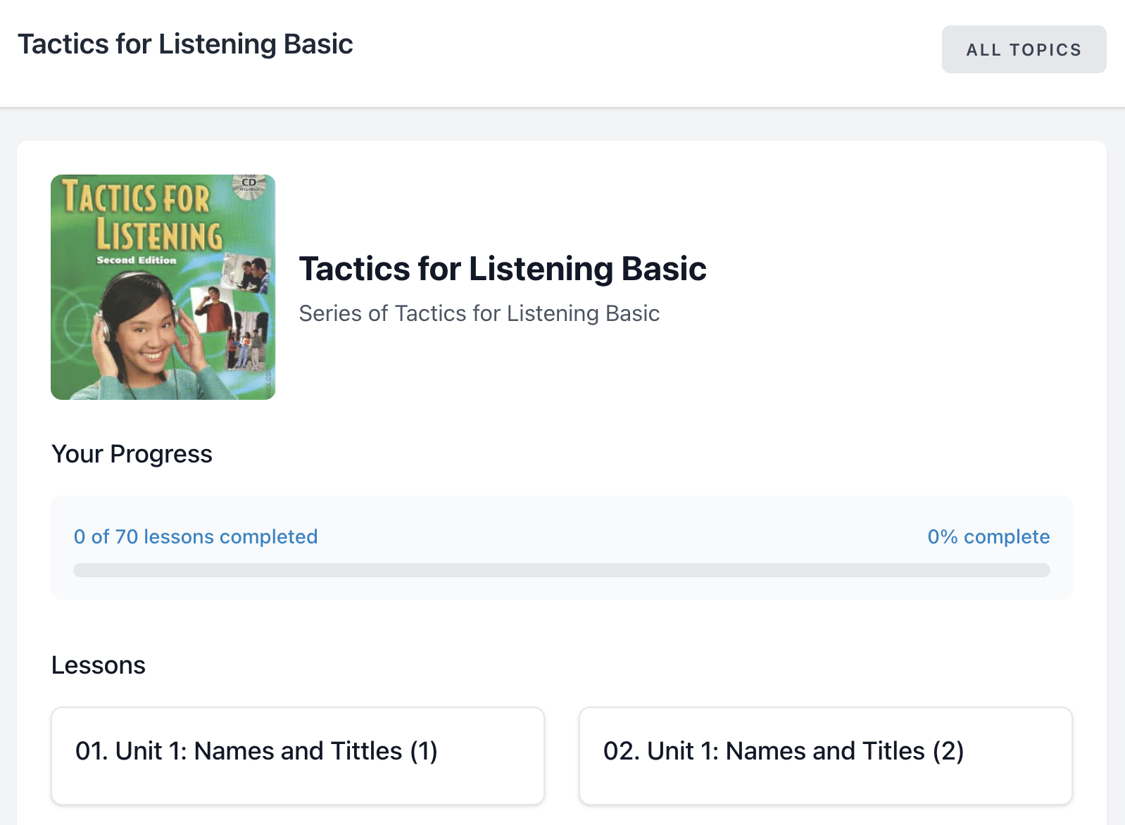 Topic's Lessons